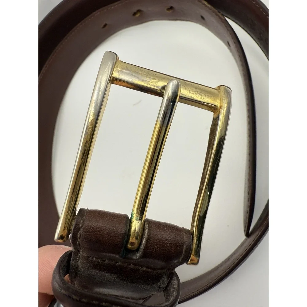 Polo Ralph Lauren Classic Brown Leather Belt Gold Buckle Leather Sz‎ 40